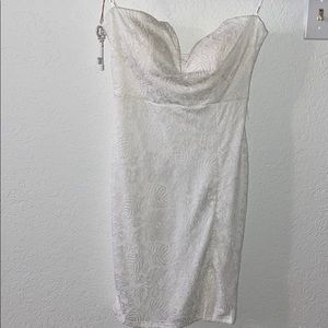 White lace strapless mini dress